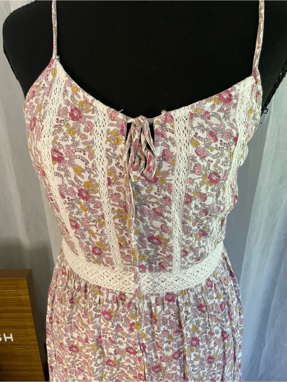Japna Pink Floral Lace-Trim Midi Dress - Picture 3 of 5